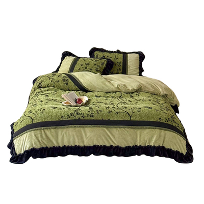 法式中古风花卉牛奶绒加厚四件套