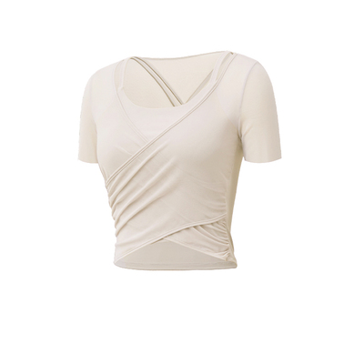 絮笛带胸垫瑜伽上衣夏季网纱女