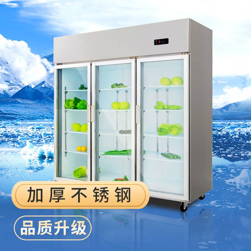 商用直冷冷藏立式展示柜冰箱开门超市冰柜保鲜玻璃三门透明饮料柜