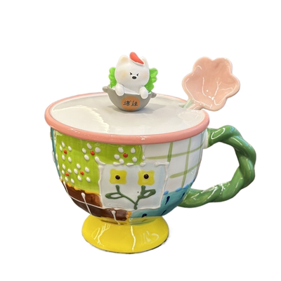 陶瓷少女心手工浮雕陶瓷杯