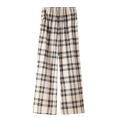 睡裤显瘦格子宽松大码全棉