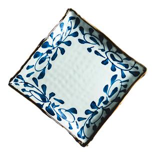 正方形盘子小平盘釉下彩6寸方盘烧鸟寿司盘家用日式餐盘碟子餐具
