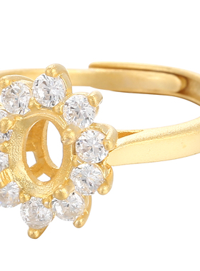 纯银四爪镶钻大气莫桑石戒指空托