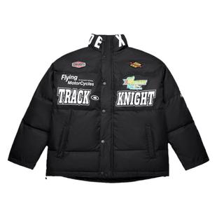 EdHardyX时尚冬季宽松立领打落肩男女同款贴标羽绒服白鸭绒上衣潮