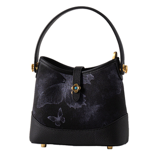 2026新款香云纱鎏金提花真皮手提女包单肩斜挎包母亲节送长辈礼品