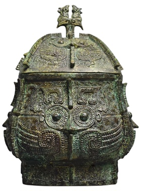 青铜器双凤鸟鸮纹方罍方彝纯铜