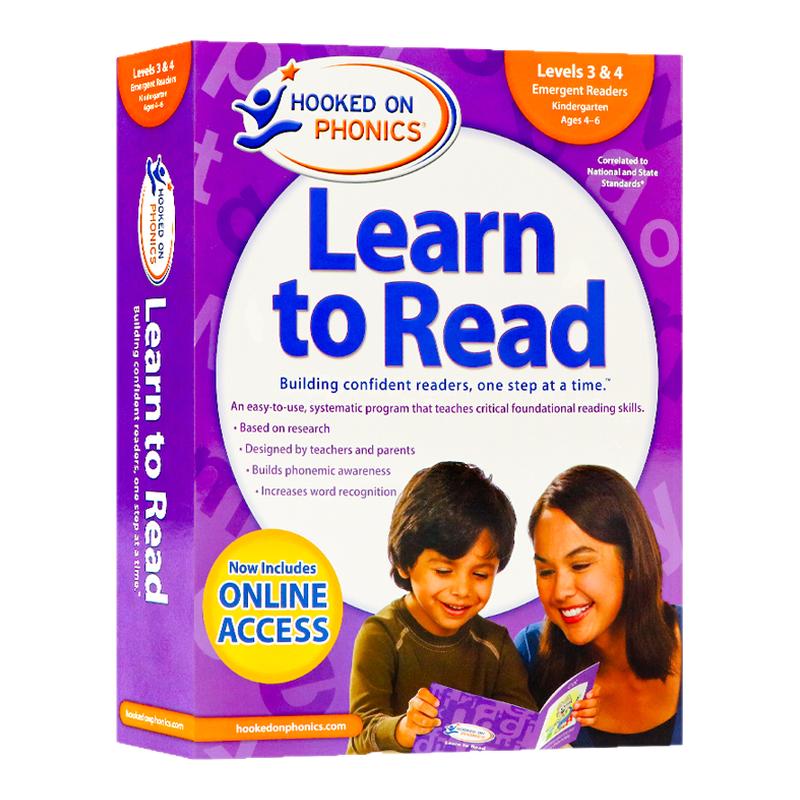 自然拼读法 迷上语音系列 幼儿园 Hooked on Phonics Learn to Read - Levels 3 and 4 英文原版教材分级阅读 带DVD光盘