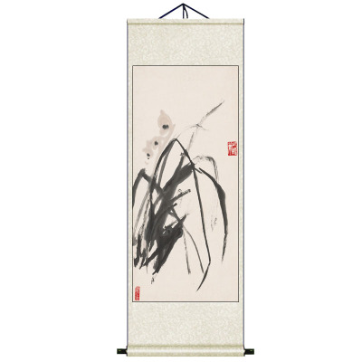 丝绸卷轴风水挂画优雅美观