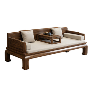 新中式实木罗汉床客厅家用榫卯沙发床两用禅意炕几组合贵妃卧榻床