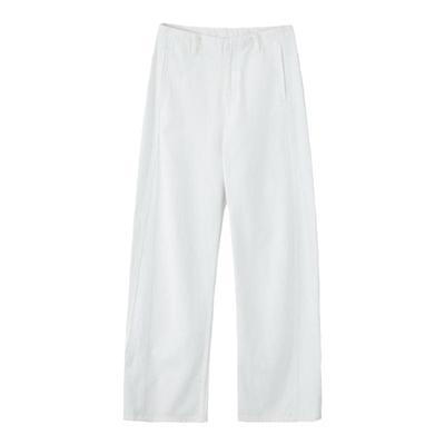 SMIIILE白色弯刀牛仔长裤