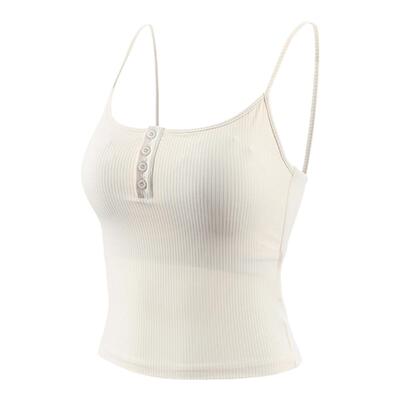 Mitaogirl卡戴珊塑形螺纹运动内衣固定杯健身背心女细肩带瑜伽服