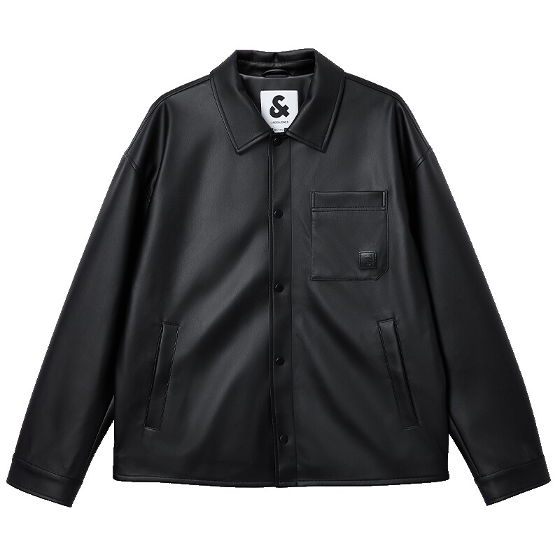 【衬衫式PU夹克】杰克琼斯男士外套2026年春新款宽松翻领上衣男装