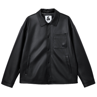 【衬衫式PU夹克】杰克琼斯男士外套2026年春新款宽松翻领上衣男装