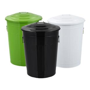 户外大号圆形分类垃圾桶可回收带轮收纳桶烤漆有盖铁桶小区果皮箱