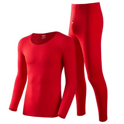 恒源祥本命年红色保暖内衣套装男