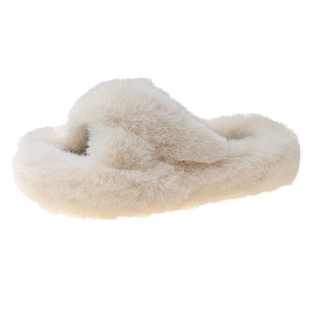 黑色毛毛拖鞋女春外穿2026鞋新款秋高跟厚底增高款毛绒棉拖鞋子毛