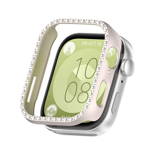 适用于华为watch fit4手表表壳fi3仿镶钻保护套4pro专用镂空透明屏幕边框防刮贴膜半包全包款一体机硬壳带屏