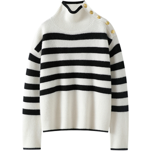 回头率十足~新款加厚100%纯山羊绒衫女高领可开纯羊绒毛衣宽松