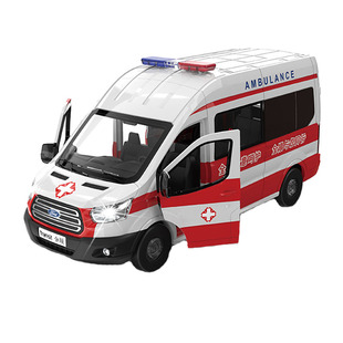 彩珀120负压救护车合金车模型仿真急救车声光开门回力男孩玩具车
