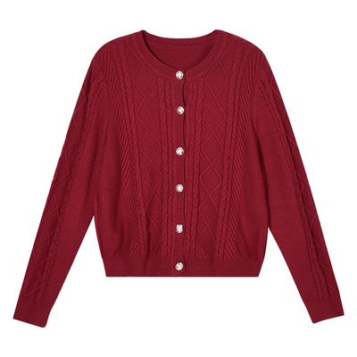 秋冬灰色针织开衫毛衣女款上衣