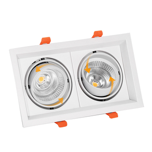 led斗胆灯双头cob射灯嵌入式格栅吊顶万向天花灯方通办公室灯聚光