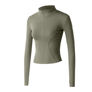 加绒加厚运动外套女秋冬款拉链跑步健身服长袖立领修身开衫瑜伽服