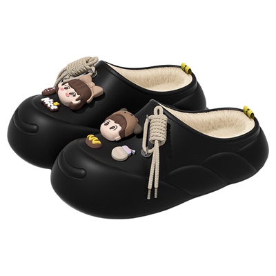 卡通女孩棉拖女款可外穿加绒保暖