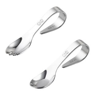 onlycook宝宝自主进食训练叉勺316不锈钢儿童婴儿学吃饭辅食勺子