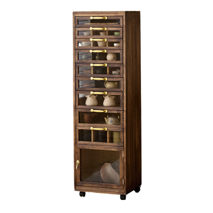 北美黑胡桃带灯牙科柜十抽紫砂壶茶壶收纳柜文玩手串茶具收纳柜