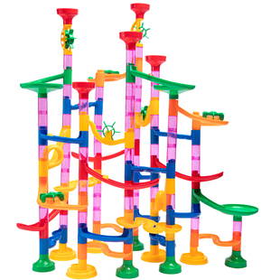 儿童滚珠轨道滑道旋转弹珠滚球拼装搭建积木塔3到6岁男孩益智玩具
