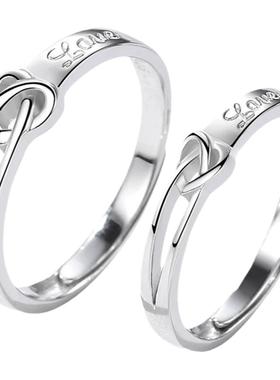 纯银925情侣戒指女定生日礼物