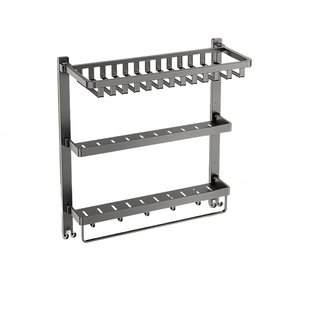 箭牌枪灰色毛巾架太空铝浴巾架一体挂件厕所浴室家用五金置物架