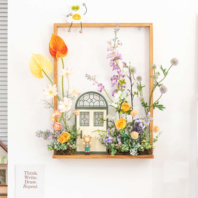 阿楹 入户法式中古壁挂仿真花立体植物墙遮丑阳台民宿春天装饰画