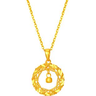 梦金园织梦网黄金吊坠女莫比乌斯小方糖足金项链礼物生日送女友