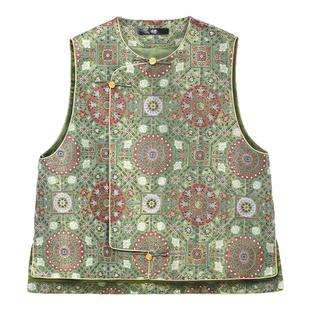 中国丝绸隆鹊【陆美英莲花牡丹八达晕】宋锦新中式老钱风上衣马甲