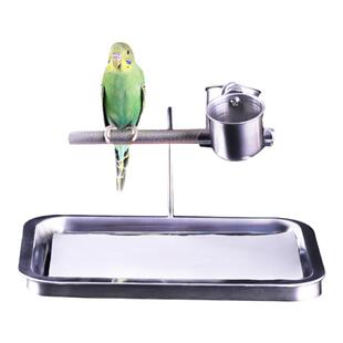不锈钢鹦鹉站架桌面站杆棍栖架玩具小鸟玄凤虎皮训练用品站立架子