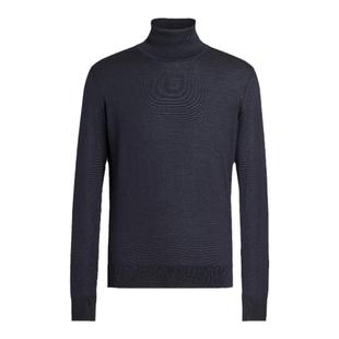 ZEGNA杰尼亚男装混海军蓝 Cashseta 针织高领毛衣