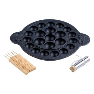 日本杉山金属烘焙工具套装家用章鱼烧烤盘附赠油刷专用签煤气灶用