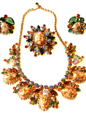 VINTAGE海外水钻水晶浮雕项链