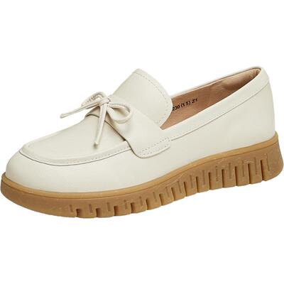 天美意复古厚底乐福鞋女