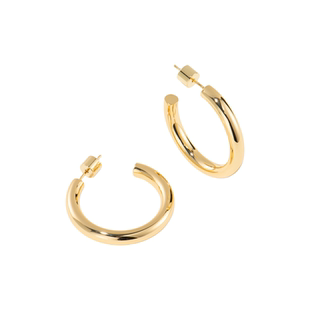 【925银针·C型粗素圈耳环2.5cm3cm4cm】高级感通勤金色hoop耳圈