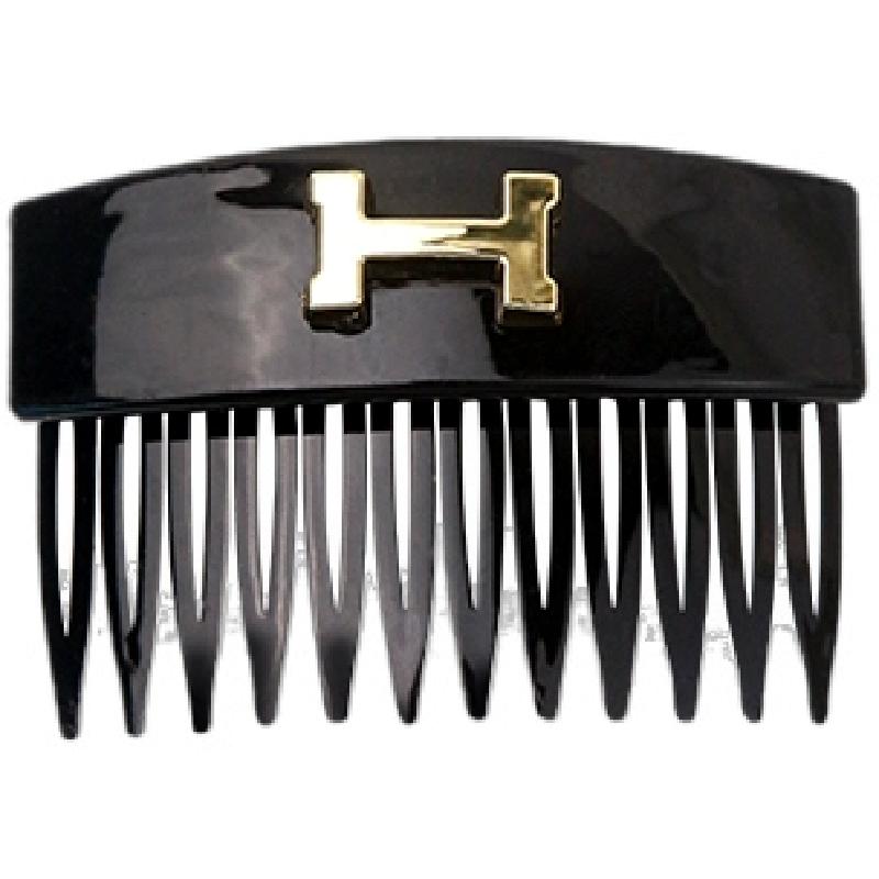 新款H字母齿梳插梳边夹简约百搭高级感蓬松公主头刘海倒头饰