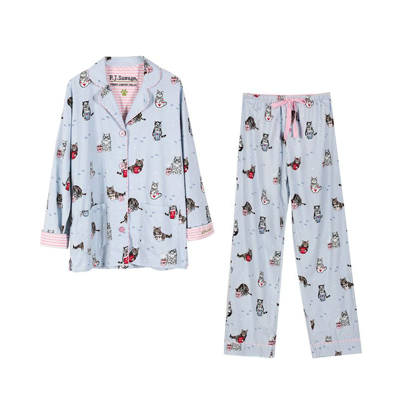 PJS加厚纯棉软糯磨毛秋冬家居服