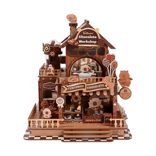 酷乐潮玩豚豚崽巧克力工坊diy小屋微缩场景拼装积木圣诞新年礼物