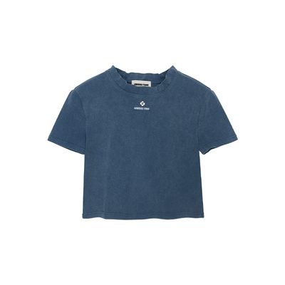 波浪花边领短袖T恤短款26SS春夏