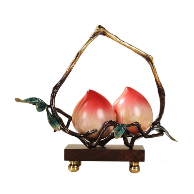 纯铜福寿双全寿桃摆件客厅博古架