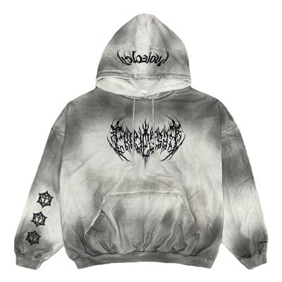 ProjectGR梵文刺绣做旧脏染帽衫