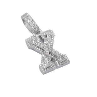 WBJ定制珠宝小字母数字定制吊坠银饰S925银镀金 满镶嵌小吊坠项链