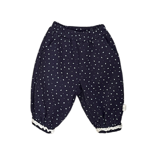 女童裤子冬款洋气碎花束脚裤女宝宝韩版加绒加厚卫裤婴儿保暖长裤