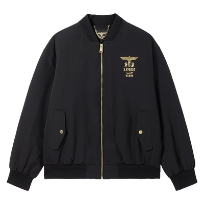 BOYLONDON秋冬男女同款外套黑金绣花短款棒球领棉服N2900